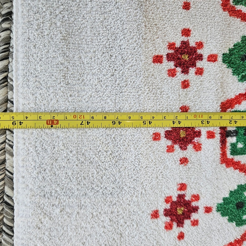 Christmas Terrycloth Tablecloth Birds Berries Ribbon Holiday Decor 58x48" Vtg - Picture 5 of 7
